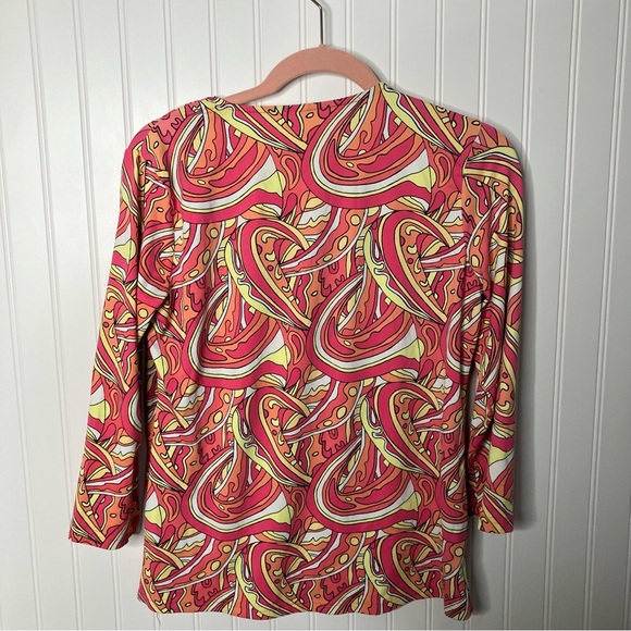 Lulu B Top Small Multicolor Print V-neck 3/4 Sleeve Spring Casual UPF Shirt - Picture 7 of 7